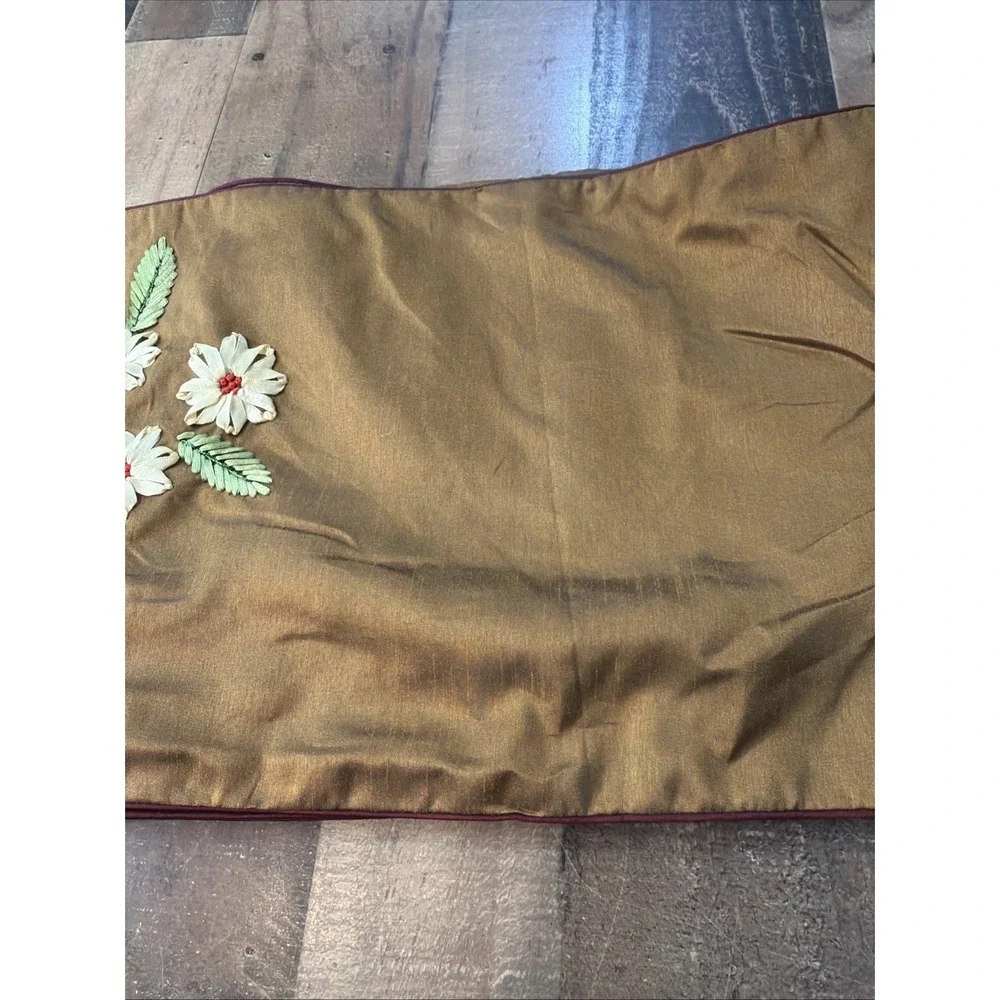 Jabara Group Embroidered Poinsettia Table Runner 12x68